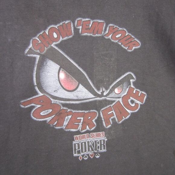 World Series of Poker Shirt Mens XL Black Show Em Your Poker Face Graphic Tee - Picture 2 of 9